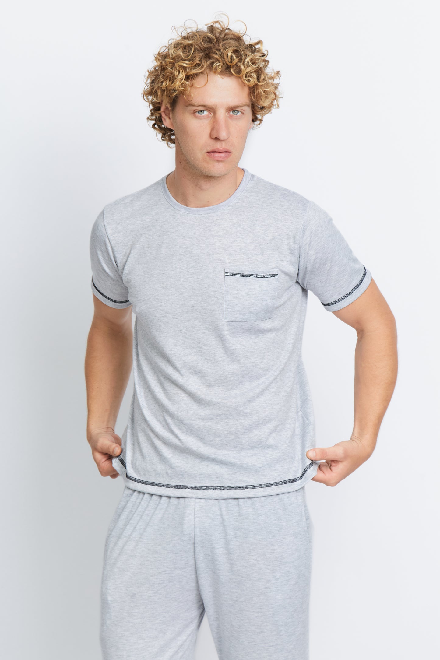 Pijama Gamuza Hombre Gris