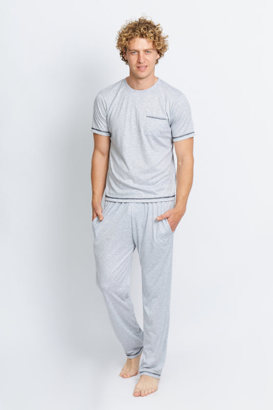 Pijama Gamuza Hombre Gris