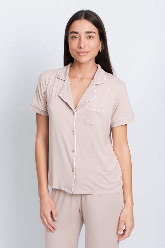 Pijama Camisero Cleo Mujer Palo Rosa