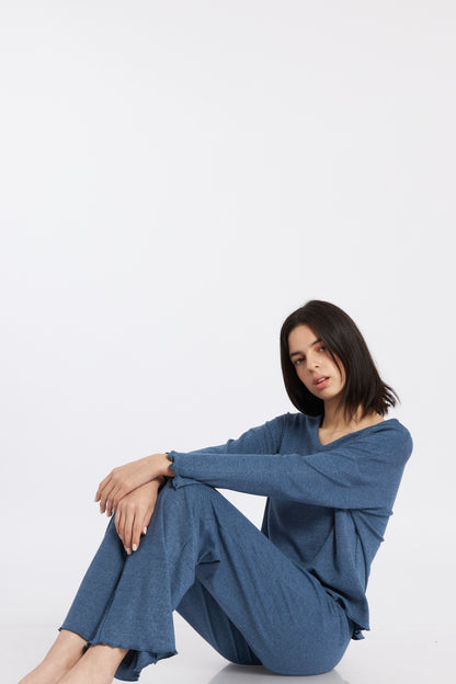 Pijama Lily Rib Azul Jean Mujer