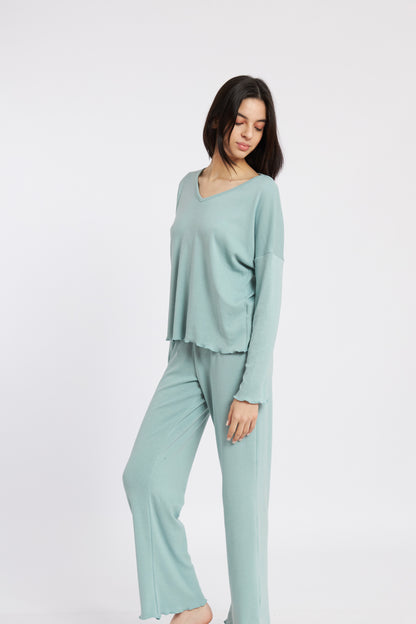 Pijama Lily Rib Verde Mujer