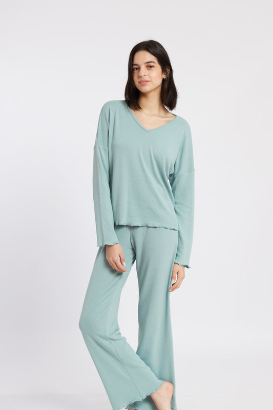 Pijama Lily Rib Verde Mujer