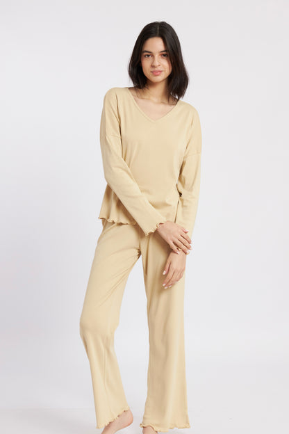 Pijama Lily Rib Mocca Mujer