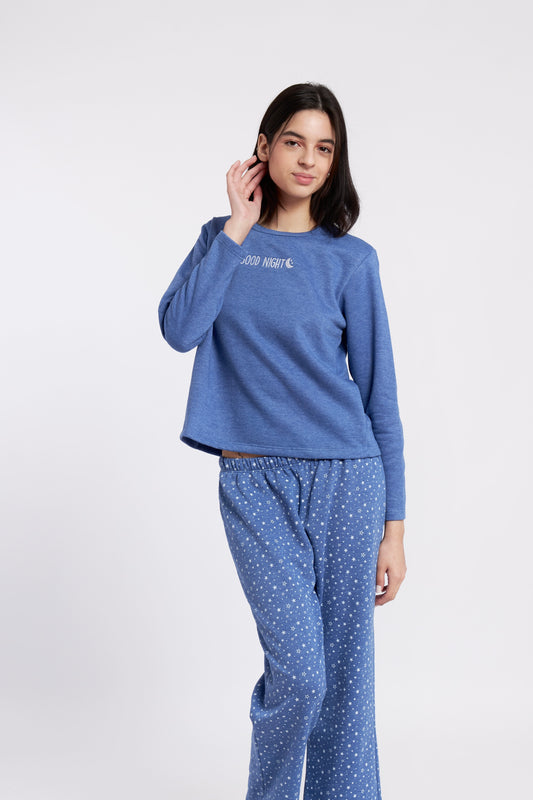 Pijama Emi Franela Azul Mujer