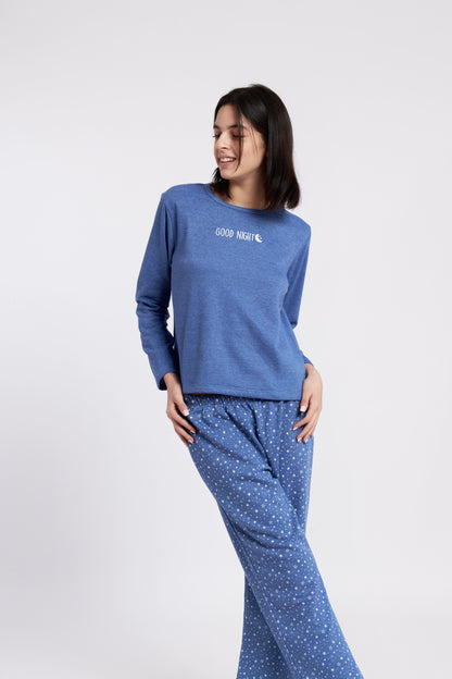 Pijama Emi Franela Azul Mujer