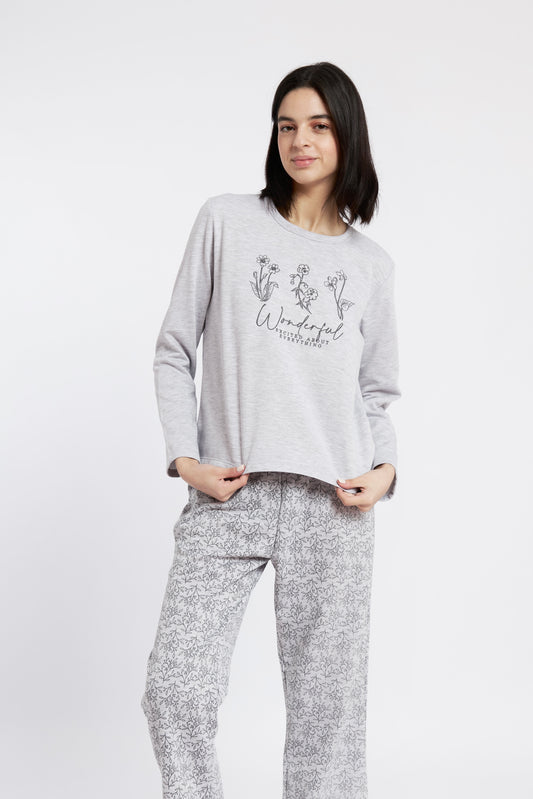 Pijama Emi Franela Gris Mujer