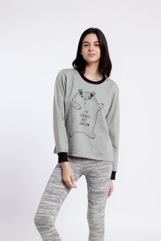 Pijama Sofi Franela + Legging Gris Mujer