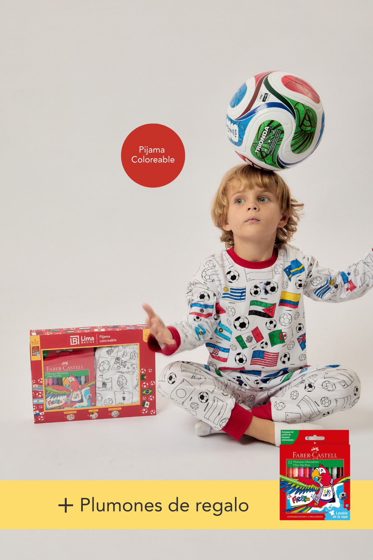 Pijama coloreable - Mundial + GRATIS estuche de plumones