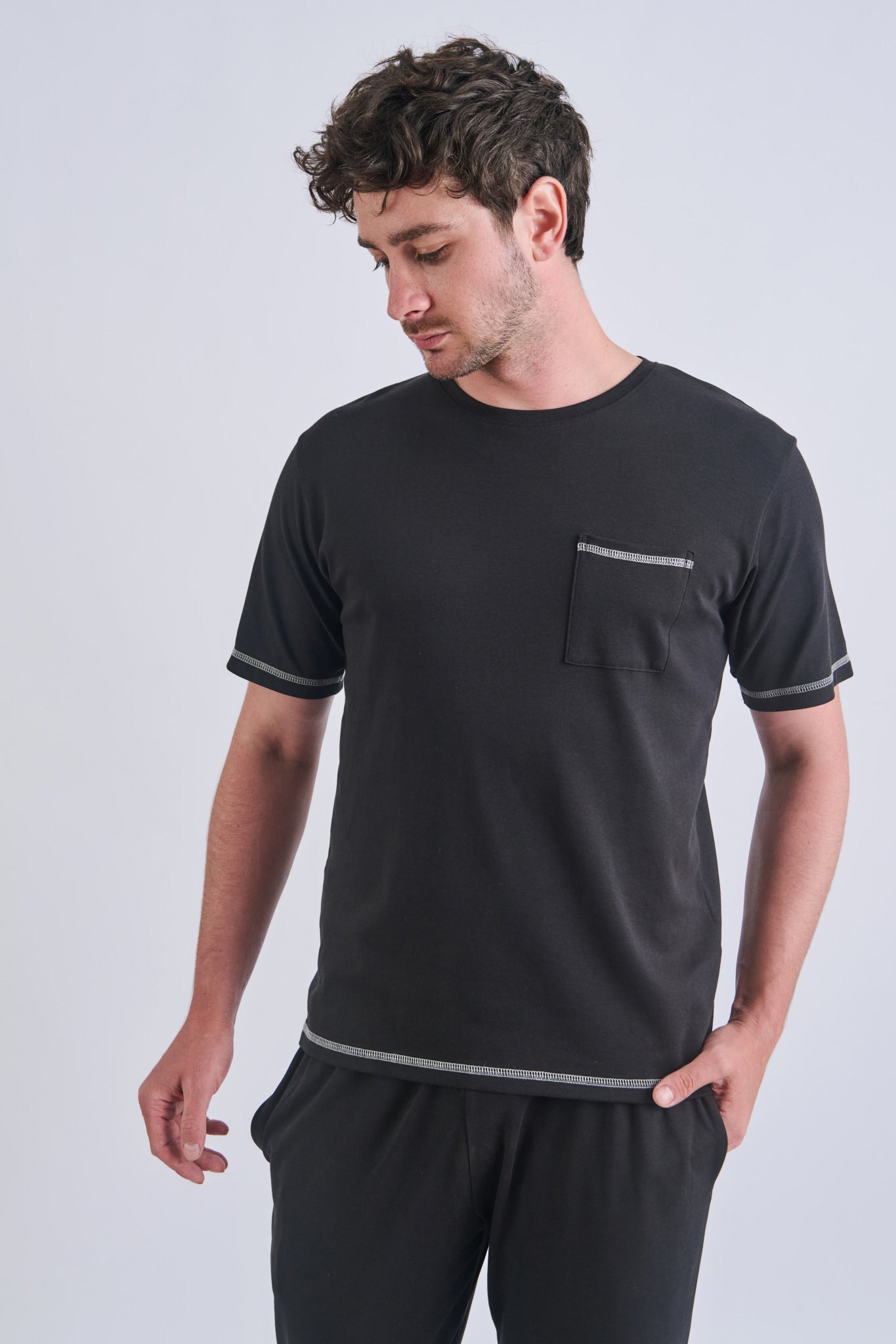 Pijama  Hombre Negra - Leo