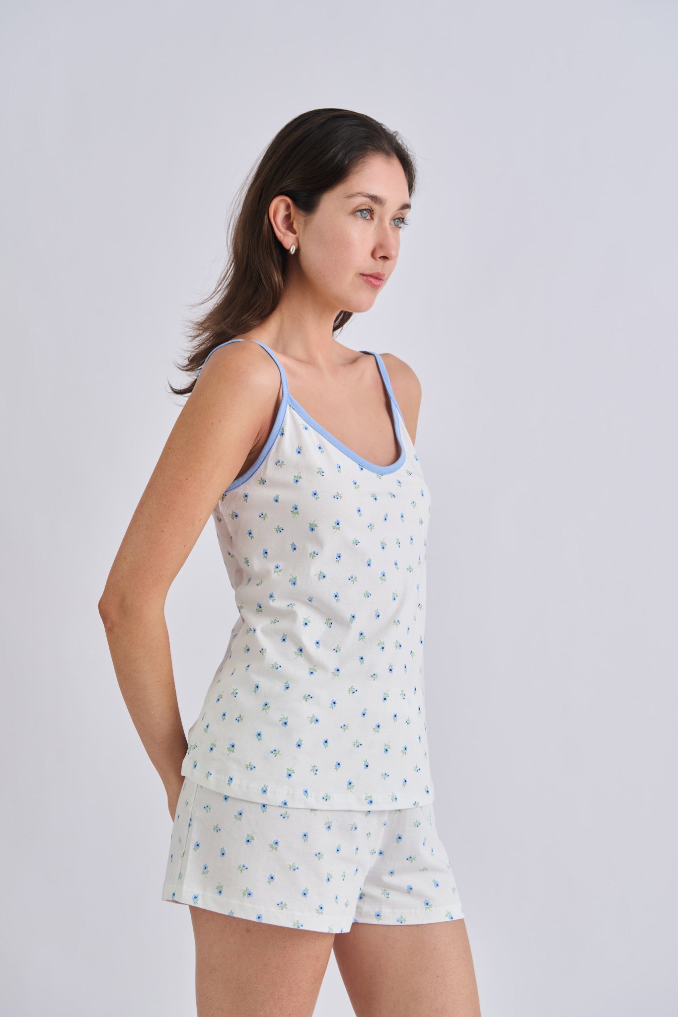 Pijama Mujer Ecru Flores - Gia