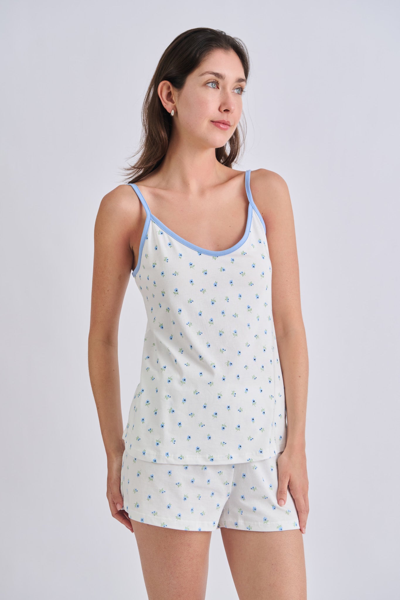 Pijama Mujer Ecru Flores - Gia